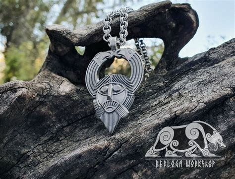 Odin With Ravens Viking Replica Viking Pendant Sterling Silver Viking