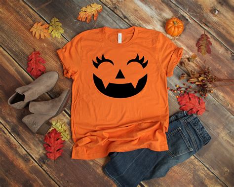 Jack O Lantern Face Orange Halloween Shirt Bella And Canvas Etsy