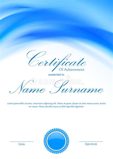 Diploma O Certificado Azul O Plantilla Vertical El Texto En S