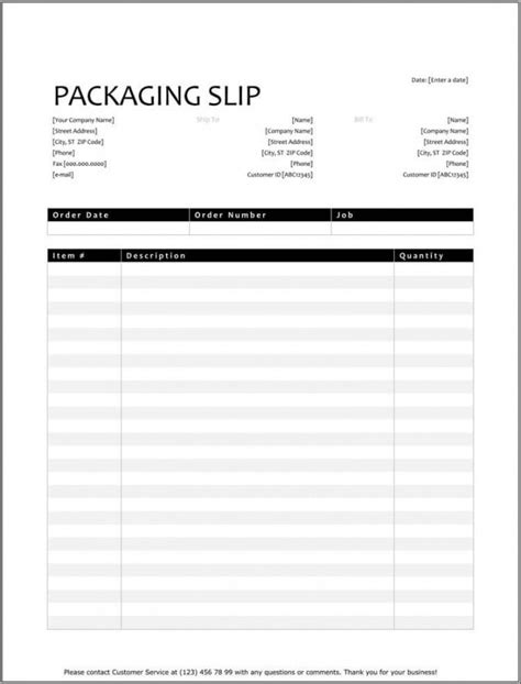 Printable Shipping Packing List Template Excel Example In List
