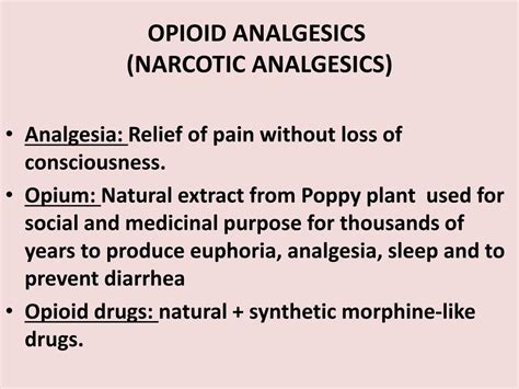 PPT Pain Opiate Analgesics And Antagonists PowerPoint Presentation