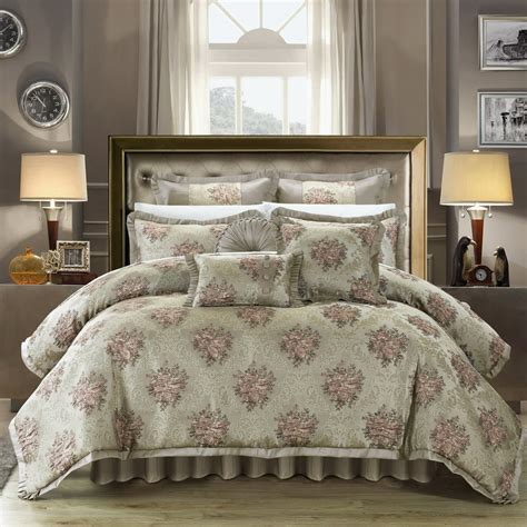 Chic Home 9 Piece Zanotti Taupe Jacquard Luxury Comforter Set And