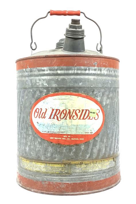 Lot Vintage Old Ironsides 5 Gallon Metal Can