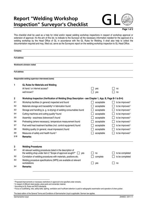 Z449CE - Report "Welding Workshop Inspection - GL Group