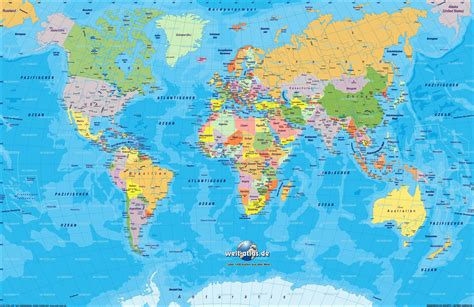Weltkarte Politisch Welt Atlas De Bei Weltkarte Länder Beschriftet