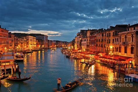 Grand Canal At Night Venice Photograph By Sborisov Fine Art America