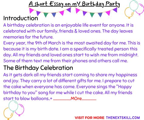 My Birthday Party Essay For Grade 2