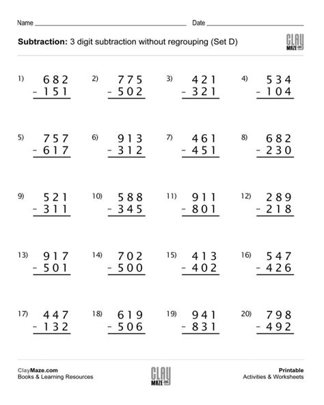 Welcome to our second grade math worksheets area. 2nd Grade Math Worksheets 3 Digit Subtraction with ...