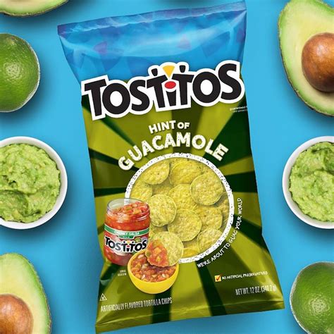tostitos has new guacamole flavored chips so each bite packs an avocado punch