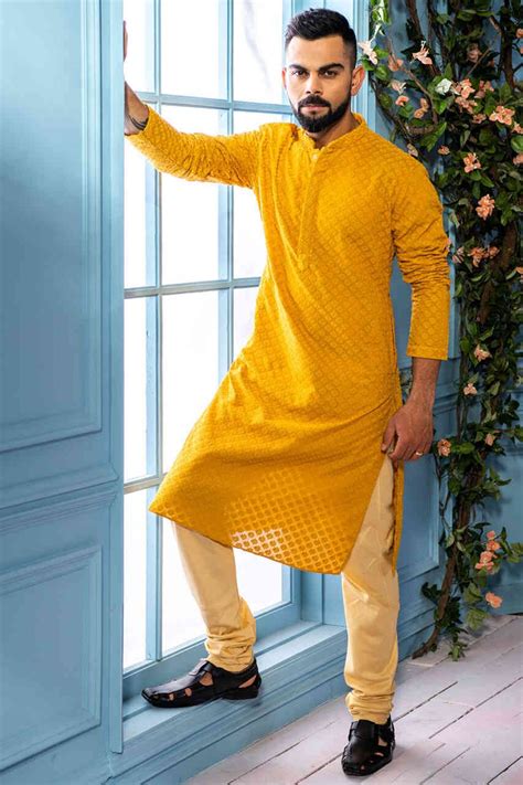 Light Orange Embroidered Kurta Sangeet Outfit Kurta Men Western Wear