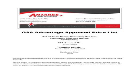 Gsa Advantage Approved Price List Pdf Document