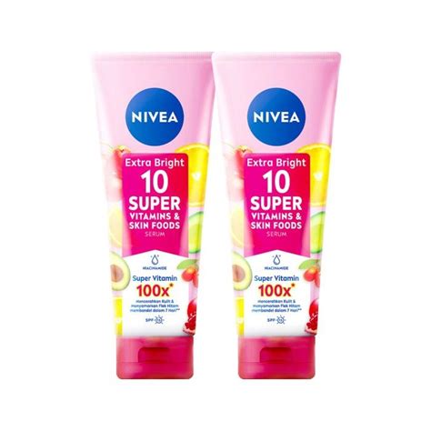Jual Nivea Extra Bright 10 Super Vitamins And Skin Food Serum 180ml