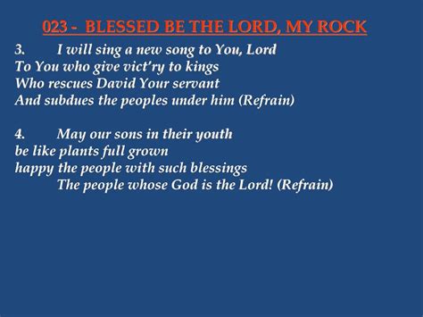 Ppt Refrain Blessed Be The Lord My Rock Who Trains My Hands For War