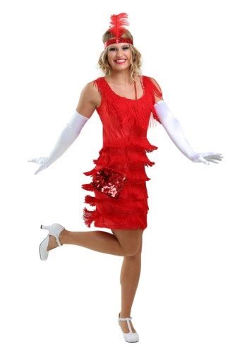 Red Fringe Flapper Girl Costume Flapper Costumes For Adults