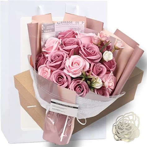 ソープフラワー 結婚記念日 彼女 薔薇 花束 ギフト 造花 メッセージカード ショップバッグ付 ブライトレッド メルカリshops