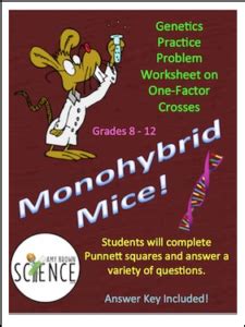 Punnett square practice worksheet complete the folbwing monohybrid crosses: FREE SCIENCE LESSON - "Monohybrid Mice! (Monohybrid ...