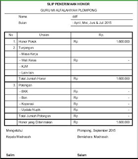 Skb guru tk paud | cpns 2020. Contoh Slip Gaji Guru Honorer - Guru Paud