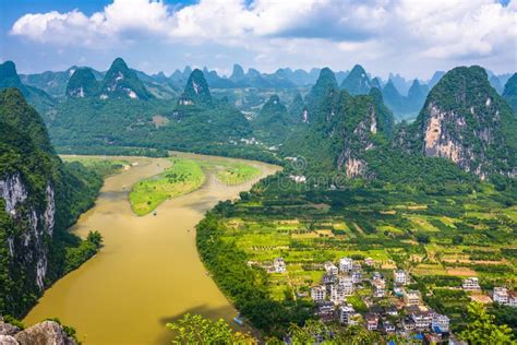Karst Mountain Landscape On The Li River In Xingping Guangxi Province