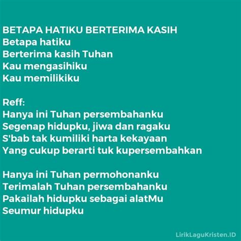 Lirik Lagu Rohani Betapa Rindu Hatiku Delinews Tapanuli