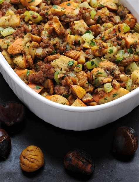Over The Top Roasted Chestnut Sausage Stuffing Norbert S Kitchen