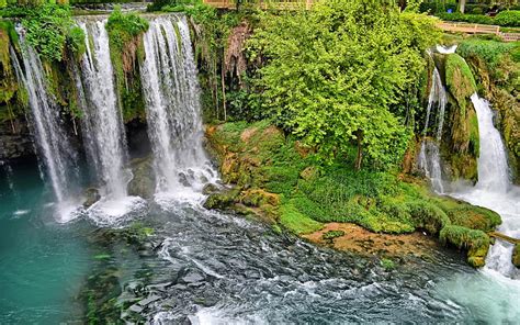Der Kurşunlu Wasserfall Mit Türkis Grünem Wasser Wald Baum 19 Km Von