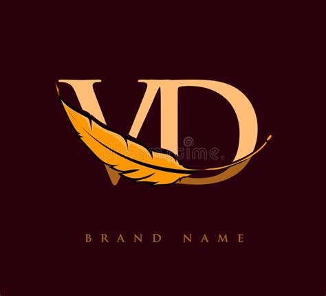 Initial Letter Vd Logo With Feather Company Name Simple And Clean