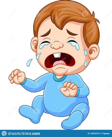 Cartoon Baby Boy Crying Stock Vector Illustration Of Pain
