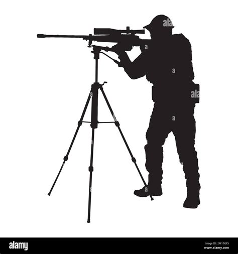 Vector Illustration Of Military Gun Man Shooter Silhouette Stock Vector