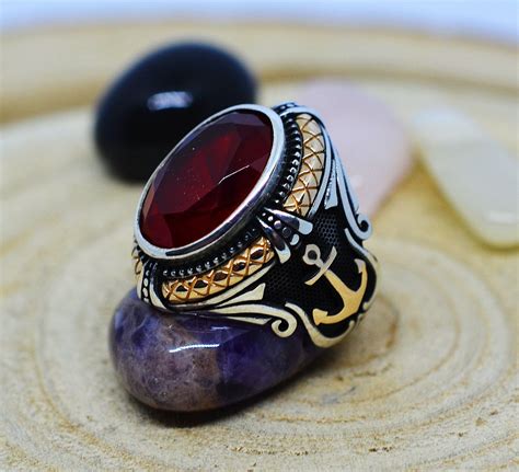 Turkish Handmade Ring Solid Sterling Silver Ruby Stone Etsy