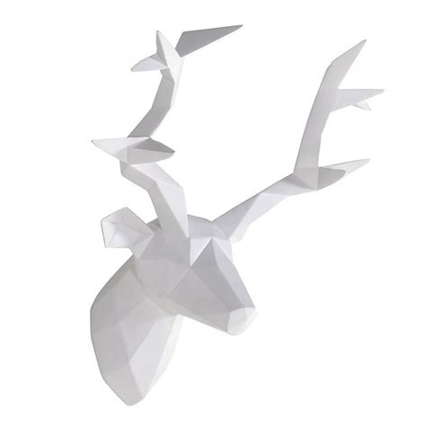 Wall Mounted Origami Deer Head Wall Sculpture Art Geometric Deer