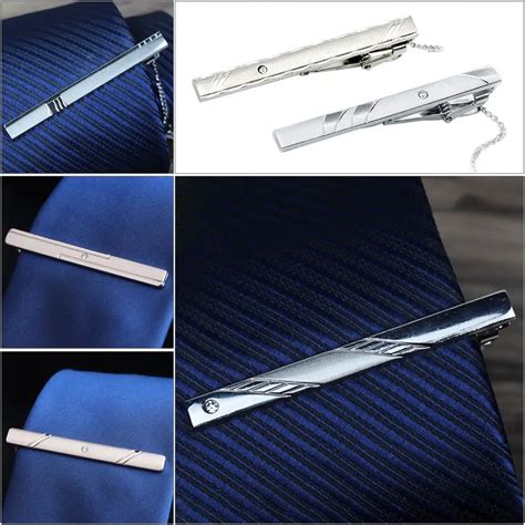 Mens Boys Silver Tie Clip Stainless Steel 5 6cm Plain Clasp Bars Pins