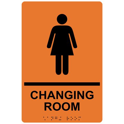 Portrait Ada Womens Changing Room Braille Sign Rre 14776bluonwht