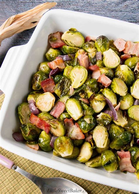 Brussels sprouts do look like little cabbages, and they're in the same general family of veggies. Roasted Brussels Sprouts with Bacon - Little Sweet Baker