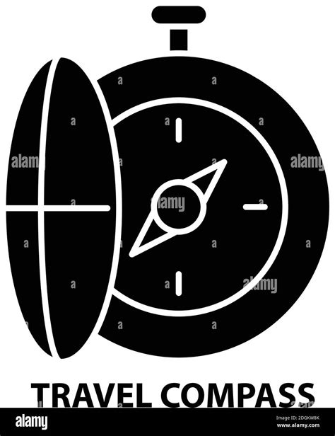 Travel Compass Icon Black Vector Sign With Editable Strokes Concept Illustration Stock Vector