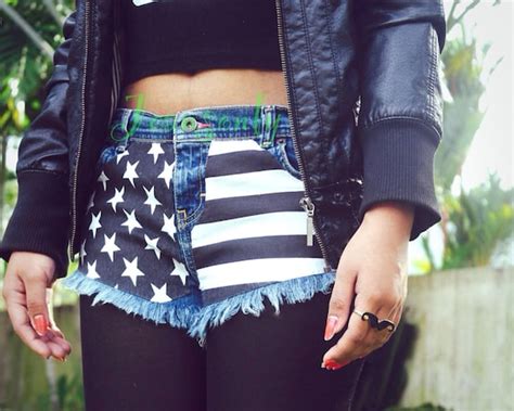 Items Similar To American Flag Clothing Low Waisted Denim Shorts Low Rise American Flag Shorts