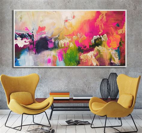 Fuschia Abstract Painting Print Vibrant Pink Blue Print Etsy