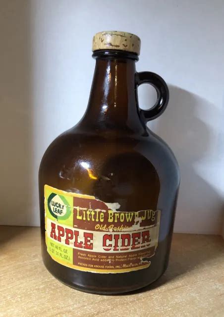 Vintage Jug Apple Cider Lucky Leaf Smooth Piggly Wiggly Little Brown