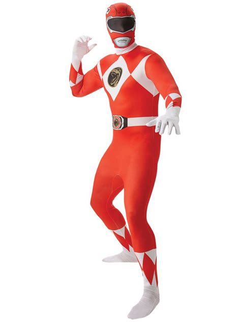 Red Ranger 2nd Skin Mens Power Rangers Fancy Dress Costumes Adult