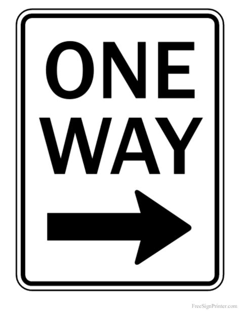 Printable One Way Right Arrow Sign