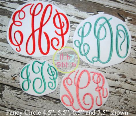 Fancy Circle Large Monogram Font Machine Embroidery Small Etsy