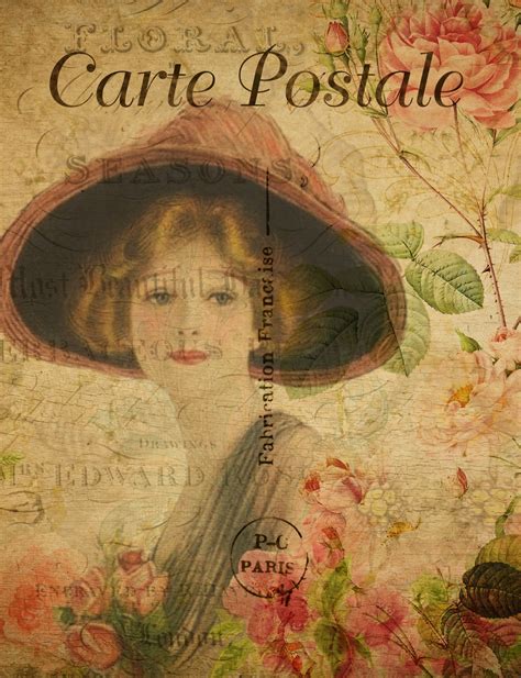 Vintage French Postcard Lady Free Stock Photo Public Domain Pictures