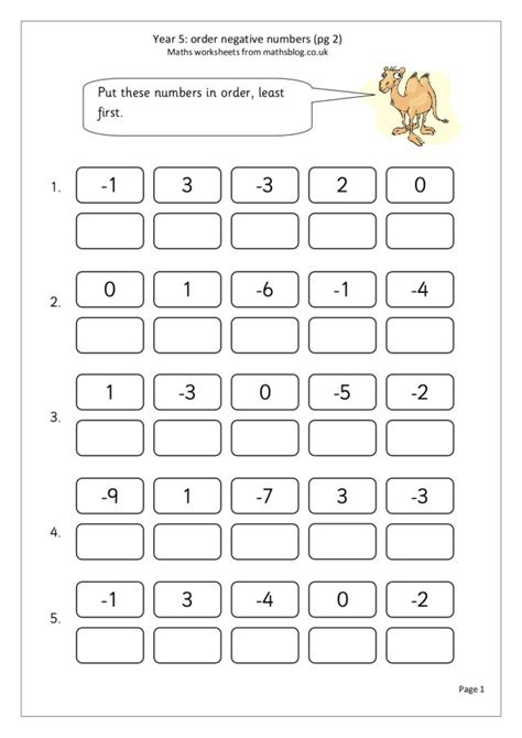Order Negative Numbers Worksheet For 4th 5th Grade Lesson Planet