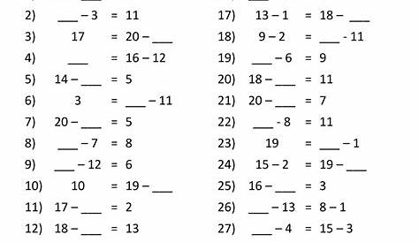 subtraction within 20 worksheets pdf