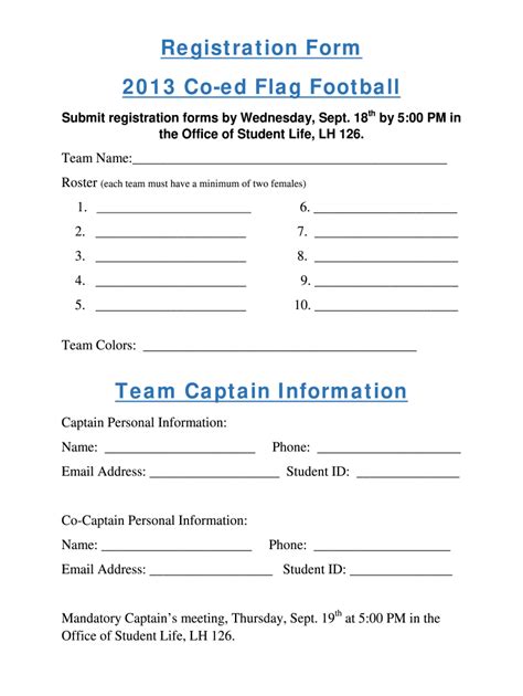 Football Registration 2013 2024 Form Fill Out And Sign Printable Pdf