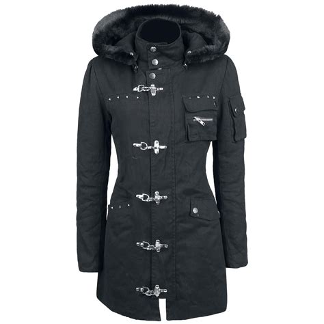Gothicana By Emp Winter Jacket Women Buckle Coat Black Buckle Coat