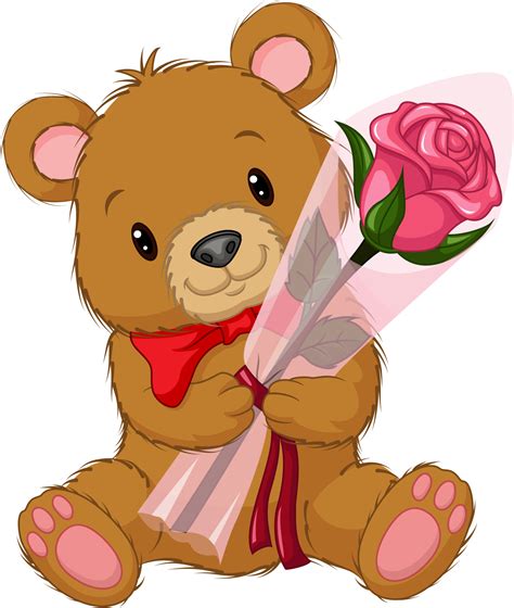 Cartoon Cute Teddy Bear Holding A Flower 5112804 Vector Art At Vecteezy