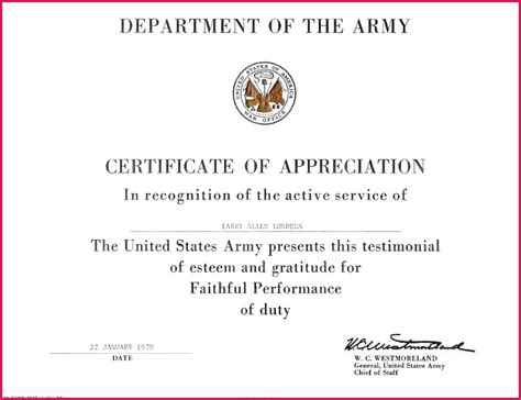 6 Army Enlisted Promotion Certificate Template 83281
