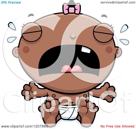 Cartoon Of A Crying Baby Infant Black Girl Royalty Free