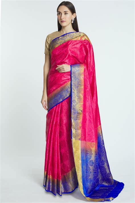 Buy Naintara Bajaj Pink Silk Saree With Running Blouse Fabric Online Aza Fashions