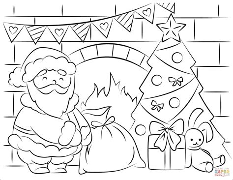 Santa Claus Bringing Presents In Christmas Coloring Page Free